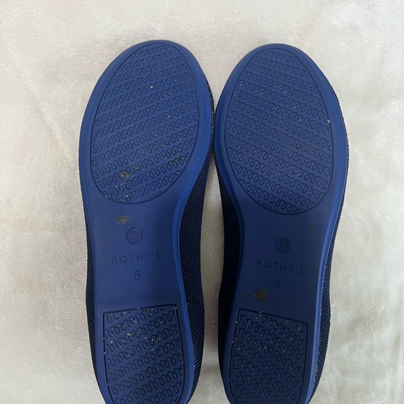Rothy’s The Flat Round Toe Flats Navy Blue Knit Women’s Size 5 Sustainable Shoes - Picture 9 of 11